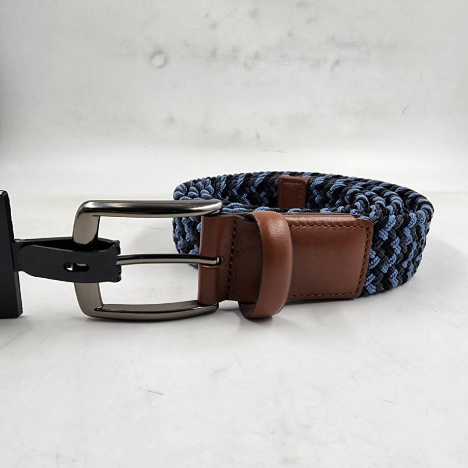 The Men's Store at Bloomingdales Stretch Webbing Belt 42 Blue Multi Single-Prong