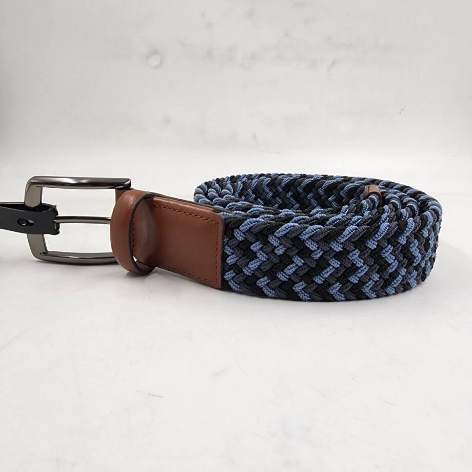 The Men's Store at Bloomingdales Stretch Webbing Belt 42 Blue Multi Single-Prong