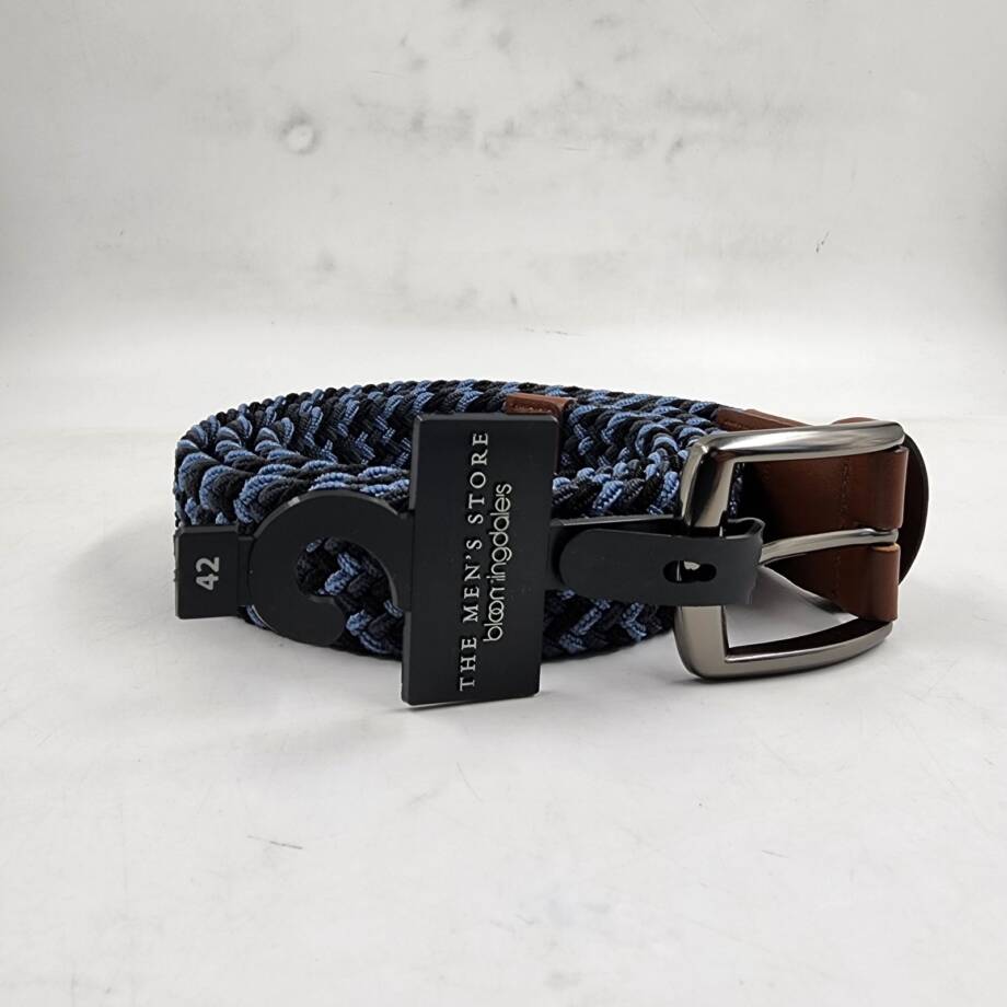 The Men's Store at Bloomingdales Stretch Webbing Belt 42 Blue Multi Single-Prong