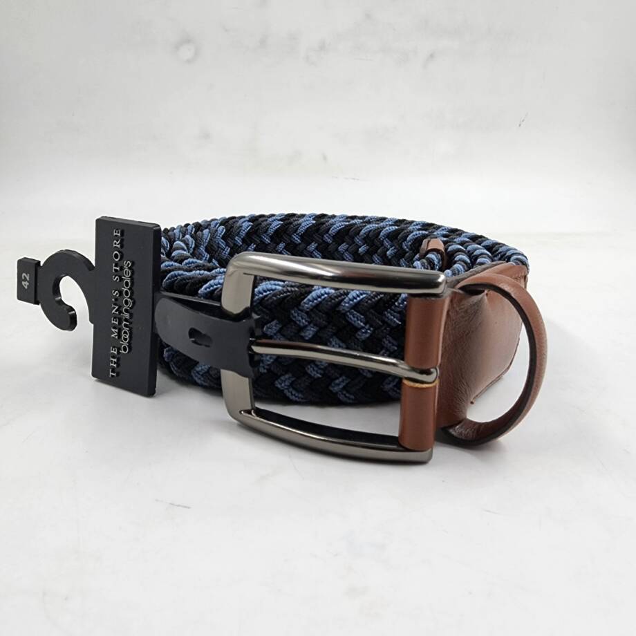 The Men's Store at Bloomingdales Stretch Webbing Belt 42 Blue Multi Single-Prong