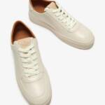 Moncler Monaco Club Low Top Leather Sneakers Men's 4/12US Cream White Lace Up