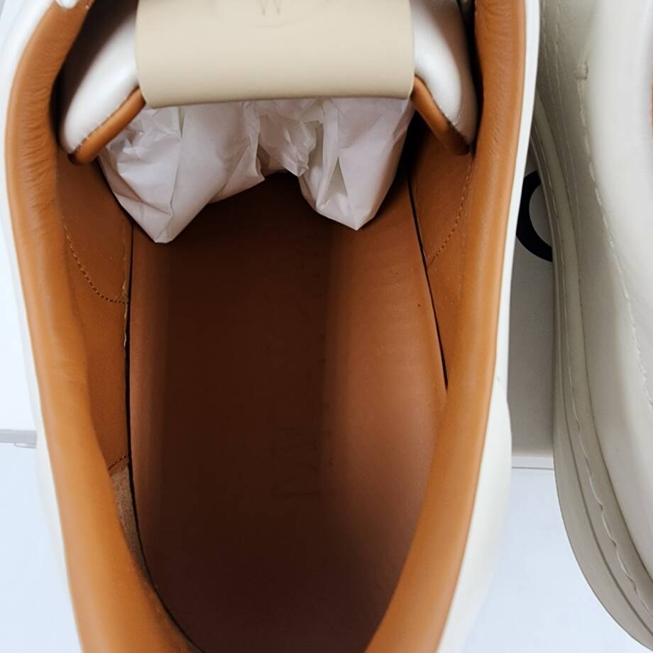 Moncler Monaco Club Low Top Leather Sneakers Men's 4/12US Cream White Lace Up