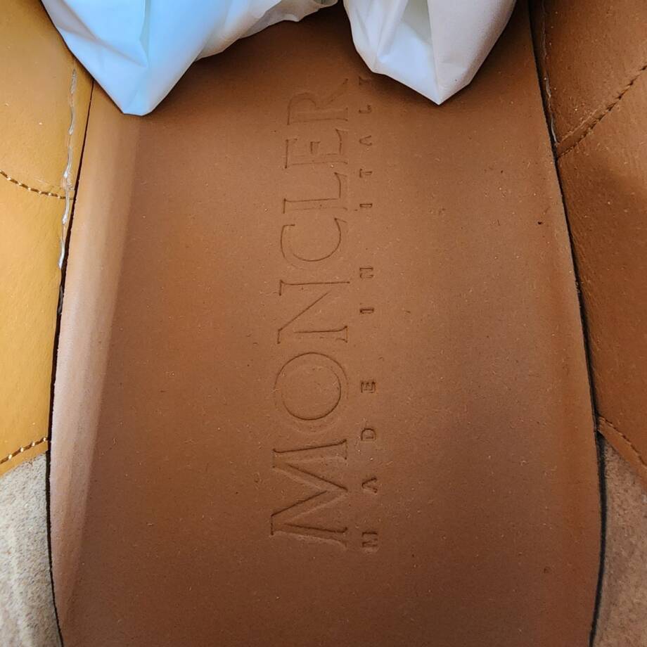 Moncler Monaco Club Low Top Leather Sneakers Men's 4/12US Cream White Lace Up