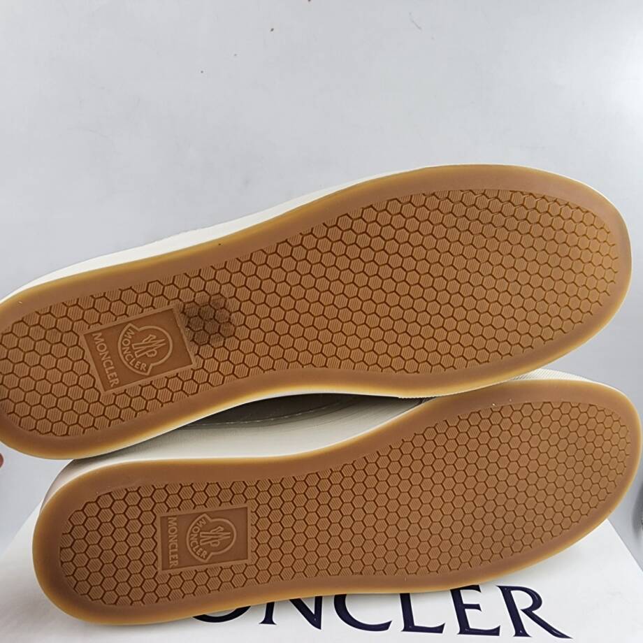 Moncler Monaco Club Low Top Leather Sneakers Men's 4/12US Cream White Lace Up
