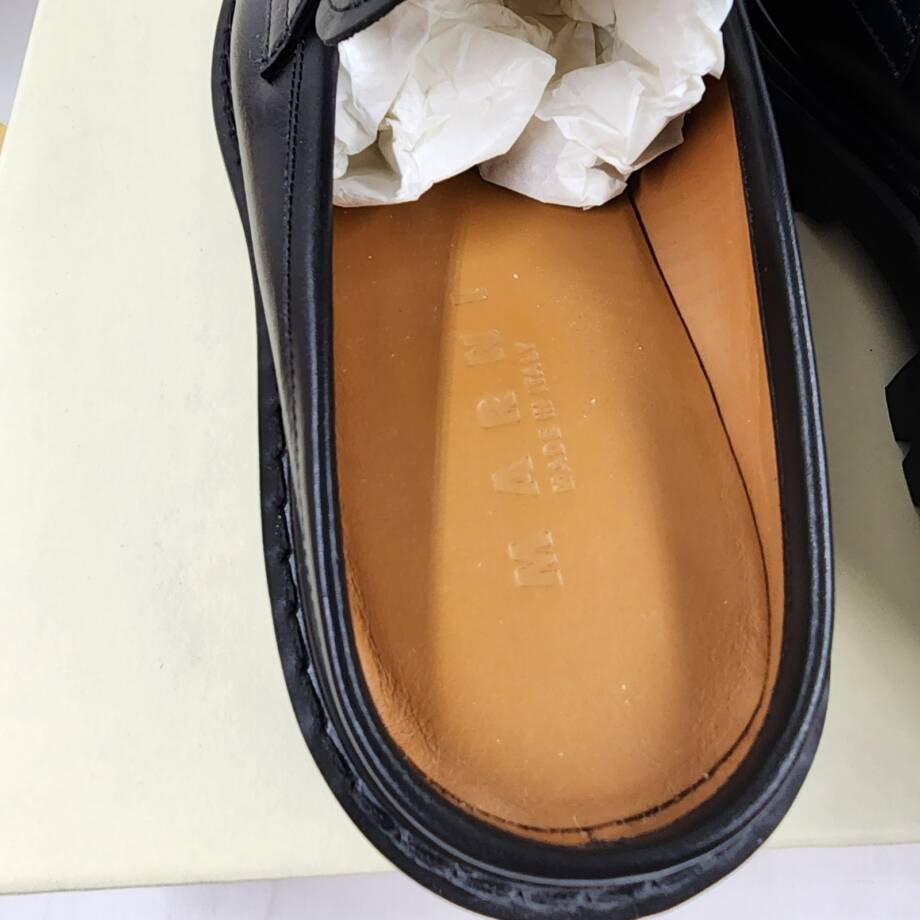 Marni Sabot Penny Loafer Mules Men's 41/8US Black Stitched Moc Square Toe SlipOn