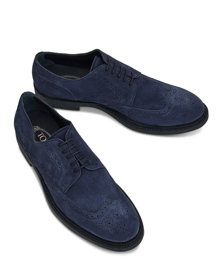 Tod's Bucature Forma Wingtip Derby Dress Shoe Men's 10.5/12US Blue Lace Up Top