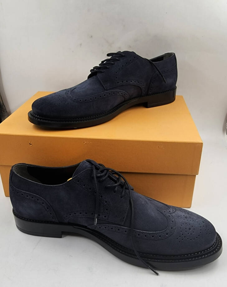 Tod's Bucature Forma Wingtip Derby Dress Shoe Men's 10.5/12US Blue Lace Up Top