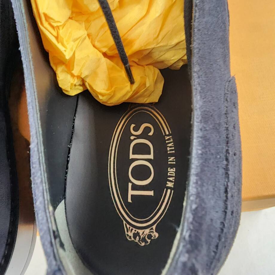 Tod's Bucature Forma Wingtip Derby Dress Shoe Men's 10.5/12US Blue Lace Up Top