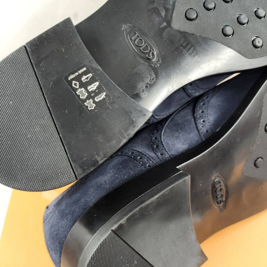 Tod's Bucature Forma Wingtip Derby Dress Shoe Men's 10.5/12US Blue Lace Up Top