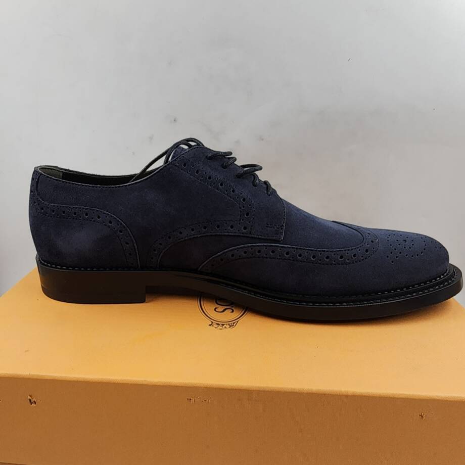 Tod's Bucature Forma Wingtip Derby Dress Shoe Men's 10.5/12US Blue Lace Up Top