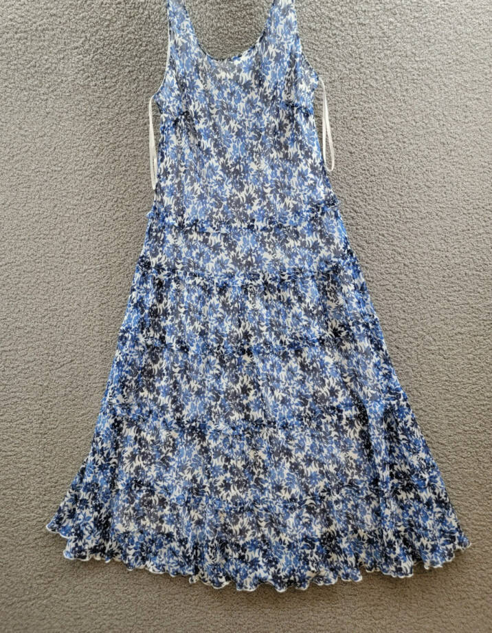 Jones New York Petite Tiered Floral-Print Maxi Dress Women's PXL White/Blue