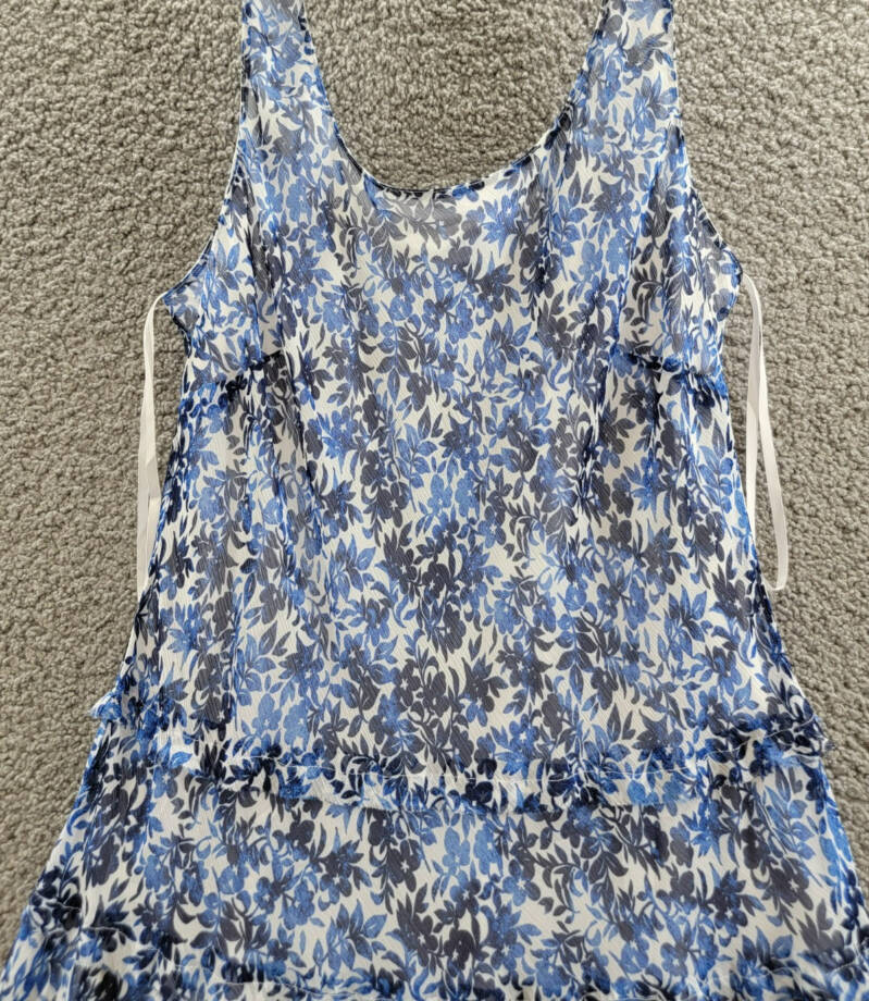 Jones New York Petite Tiered Floral-Print Maxi Dress Women's PXL White/Blue