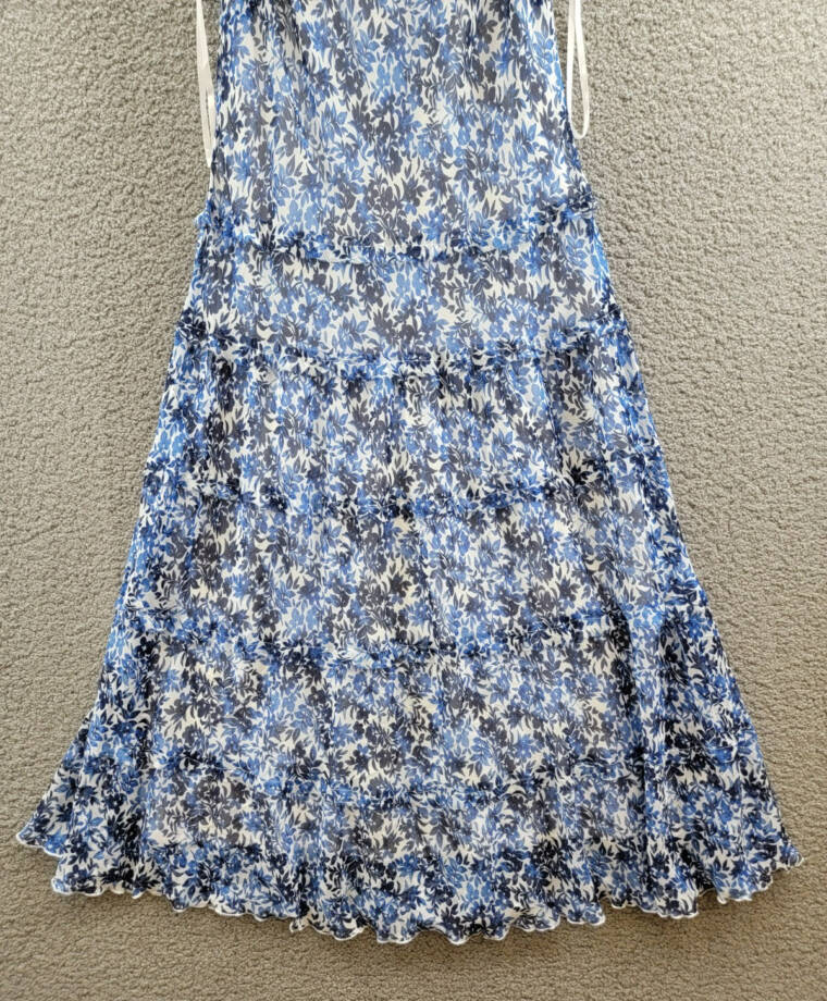 Jones New York Petite Tiered Floral-Print Maxi Dress Women's PXL White/Blue