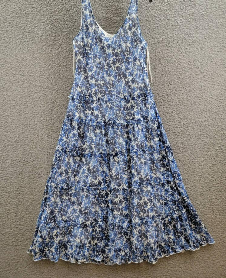 Jones New York Petite Tiered Floral-Print Maxi Dress Women's PXL White/Blue