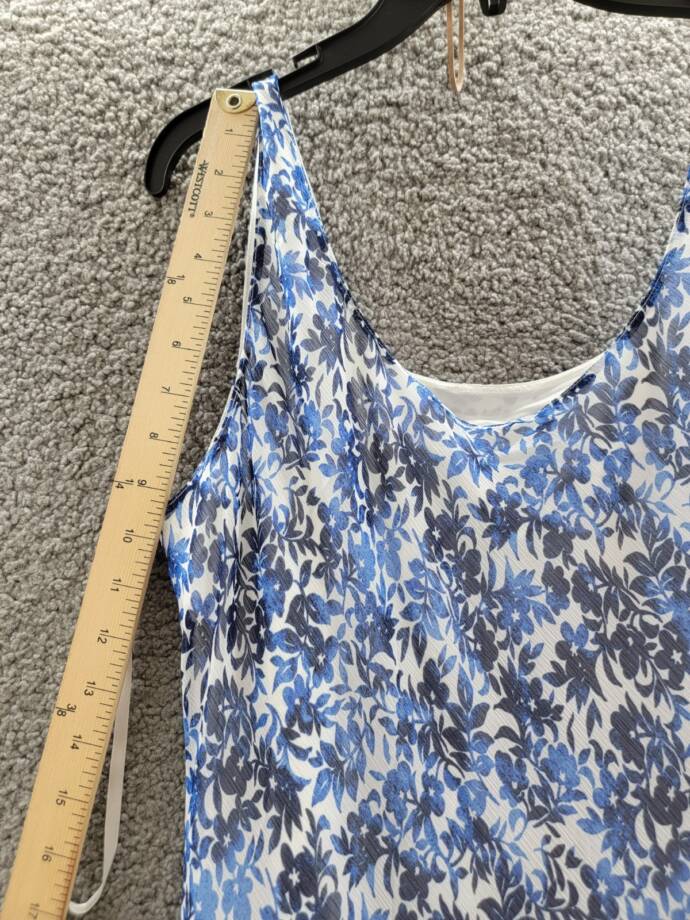 Jones New York Petite Tiered Floral-Print Maxi Dress Women's PXL White/Blue