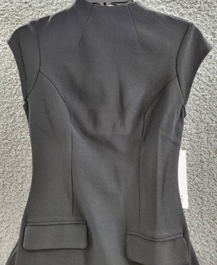 AQUA Mock Neck A-Line Mini Dress Women's XS Black Short Sleeve Back Zip Closure