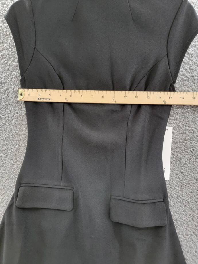 AQUA Mock Neck A-Line Mini Dress Women's XS Black Short Sleeve Back Zip Closure