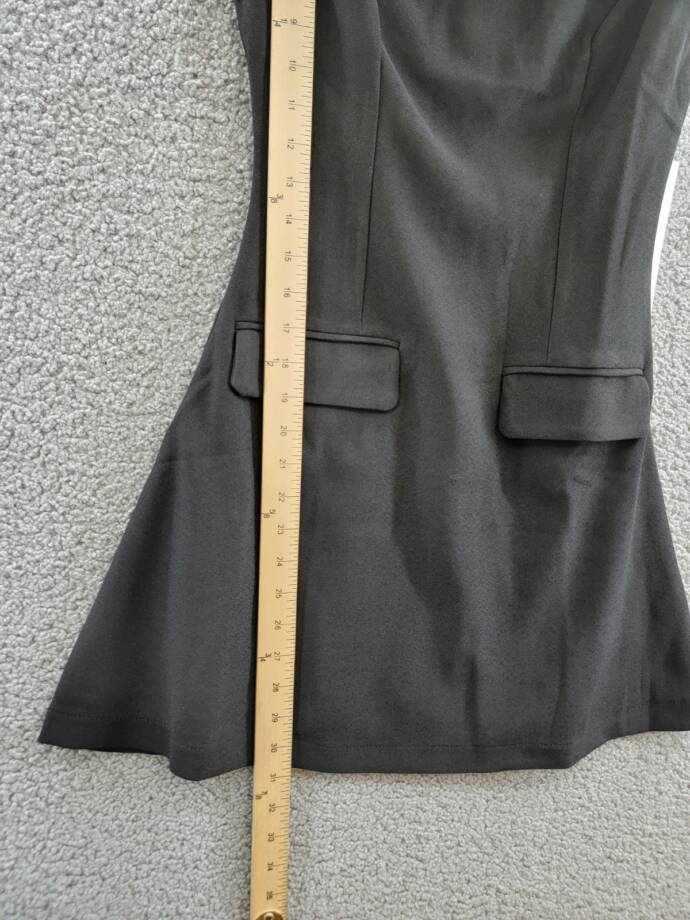 AQUA Mock Neck A-Line Mini Dress Women's XS Black Short Sleeve Back Zip Closure