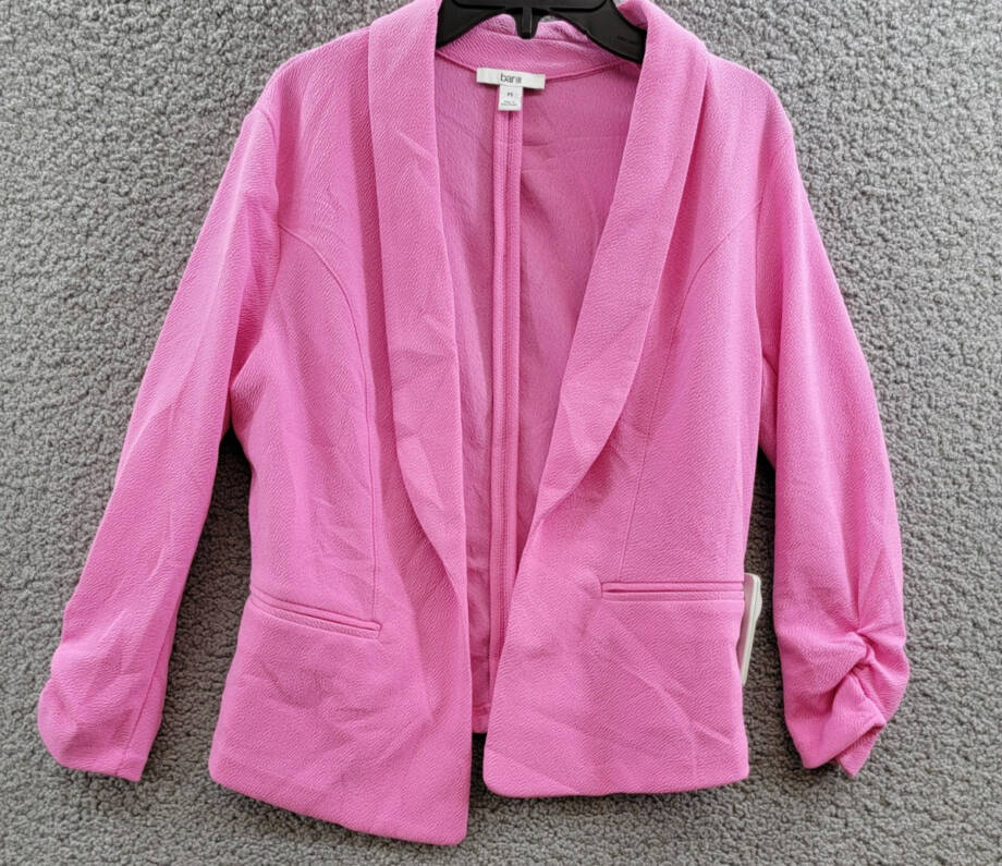 Bar III Petite 3/4-Sleeve Shawl-Collar Blazer Women's PS Wild Pink Open Front