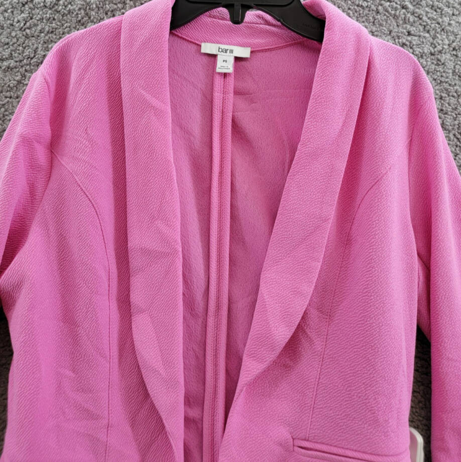 Bar III Petite 3/4-Sleeve Shawl-Collar Blazer Women's PS Wild Pink Open Front