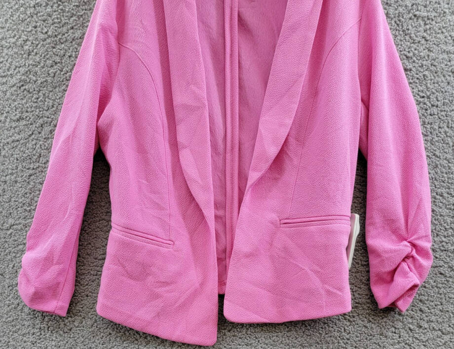 Bar III Petite 3/4-Sleeve Shawl-Collar Blazer Women's PS Wild Pink Open Front