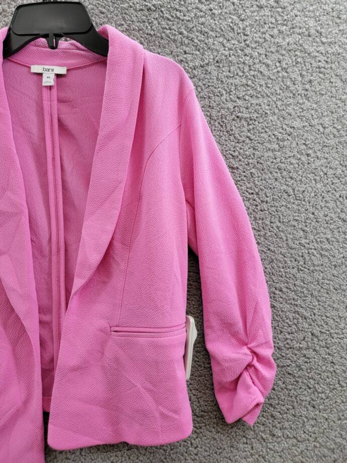 Bar III Petite 3/4-Sleeve Shawl-Collar Blazer Women's PS Wild Pink Open Front