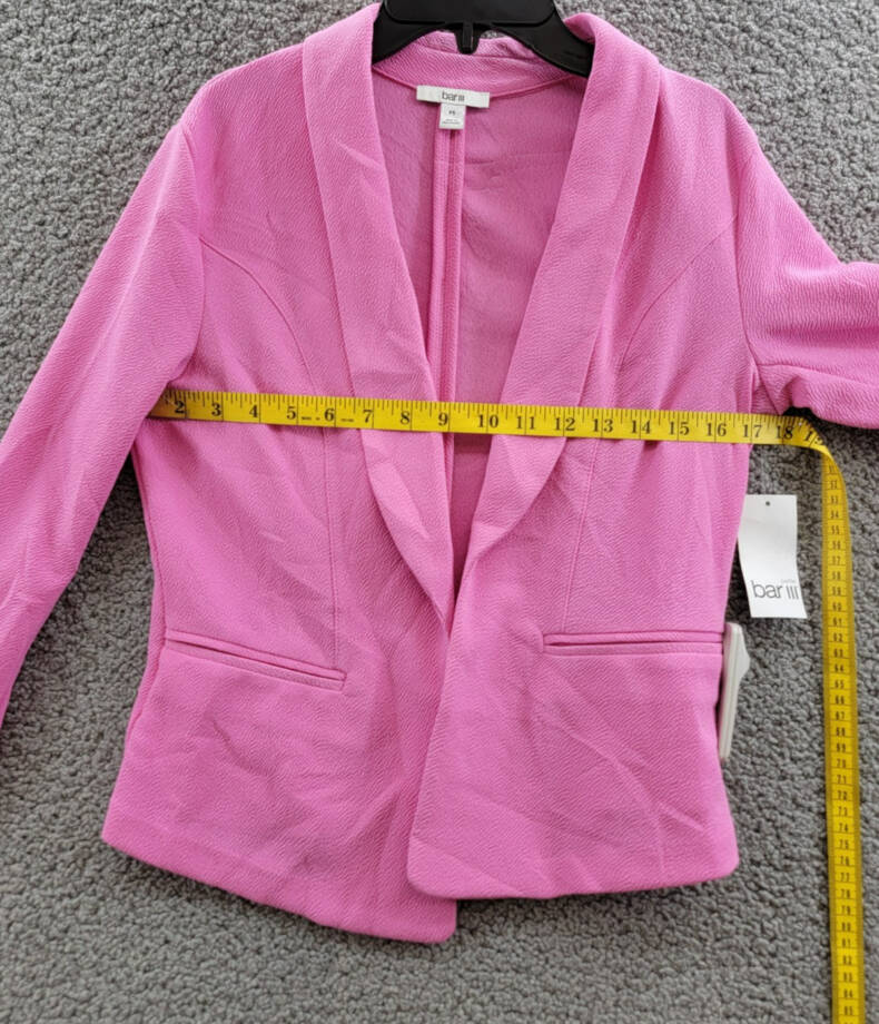 Bar III Petite 3/4-Sleeve Shawl-Collar Blazer Women's PS Wild Pink Open Front