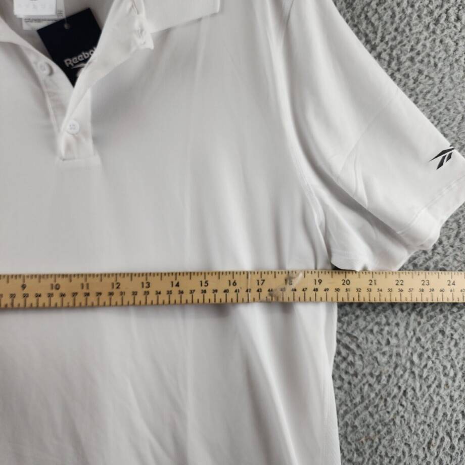 Reebok Short Sleeve Performance Training Polo Shirt Men's L White Pullover