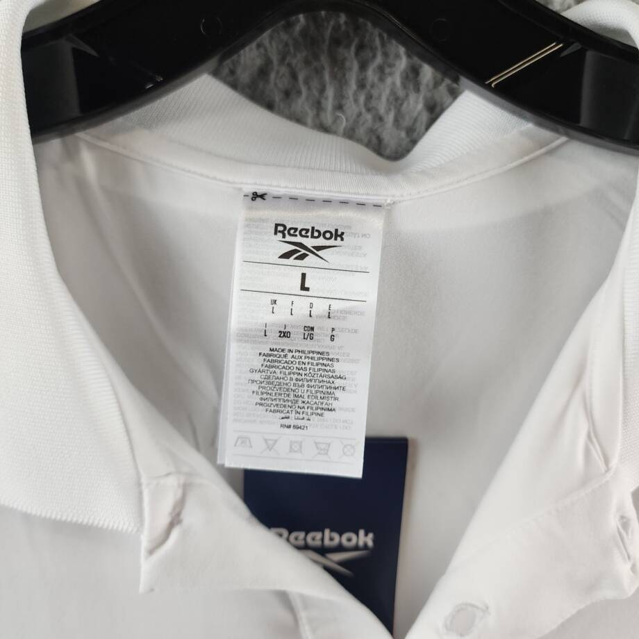 Reebok Short Sleeve Performance Training Polo Shirt Men's L White Pullover