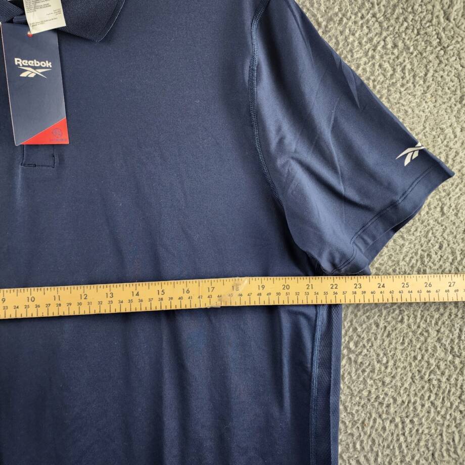 Reebok Short Sleeve Performance Training Polo Shirt Men's L Victor Navy Pullover