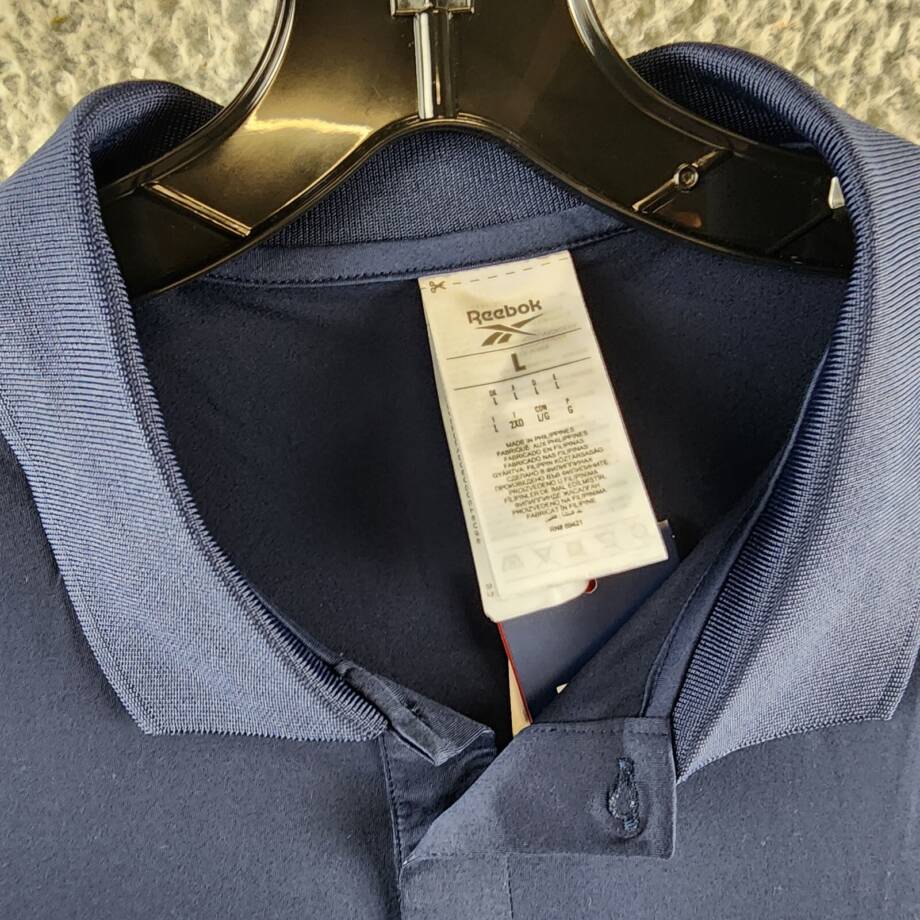 Reebok Short Sleeve Performance Training Polo Shirt Men's L Victor Navy Pullover