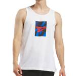 Reebok Logo Graphic Tank Top Men's L White Printed Scoop Neck Pullover