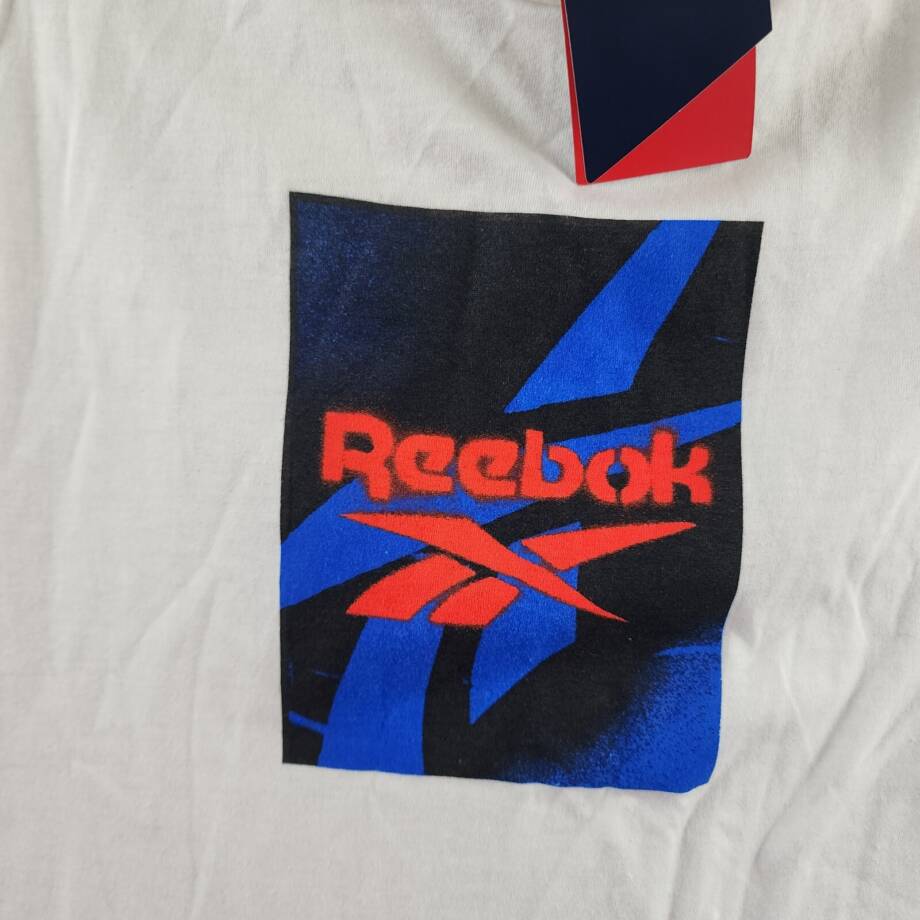 Reebok Logo Graphic Tank Top Men's L White Printed Scoop Neck Pullover