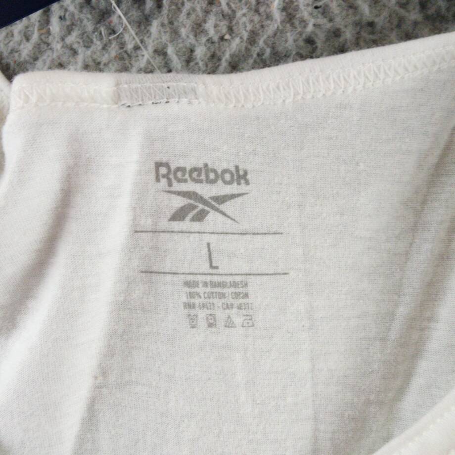 Reebok Logo Graphic Tank Top Men's L White Printed Scoop Neck Pullover