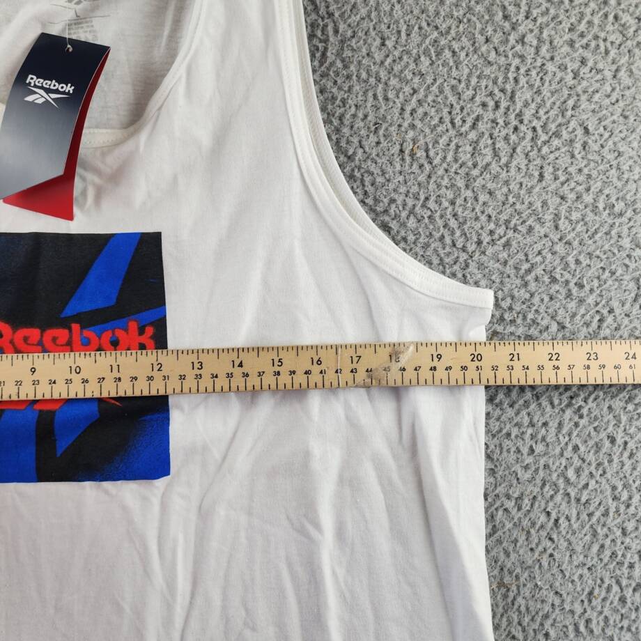 Reebok Logo Graphic Tank Top Men's L White Printed Scoop Neck Pullover