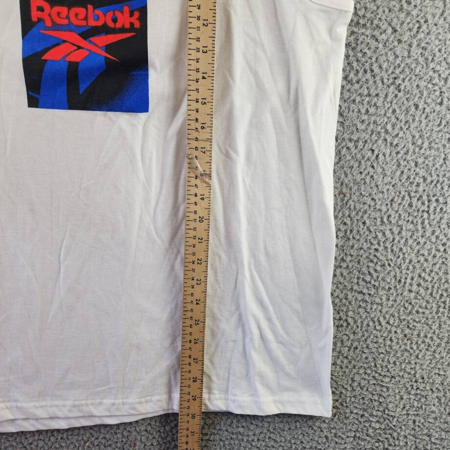Reebok Logo Graphic Tank Top Men's L White Printed Scoop Neck Pullover