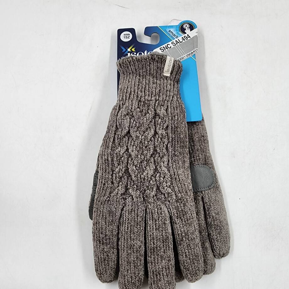Isotoner Signature SmarTouch Chenille Gloves Women's One Size Chrome Slip On