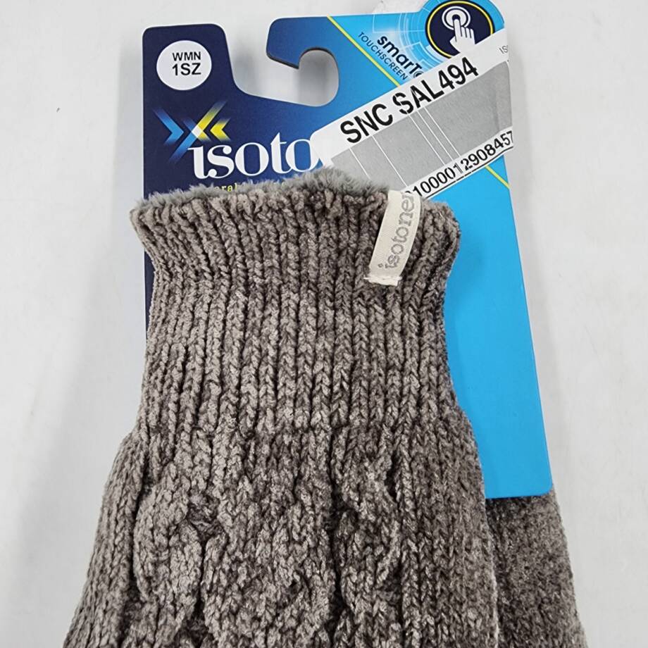 Isotoner Signature SmarTouch Chenille Gloves Women's One Size Chrome Slip On