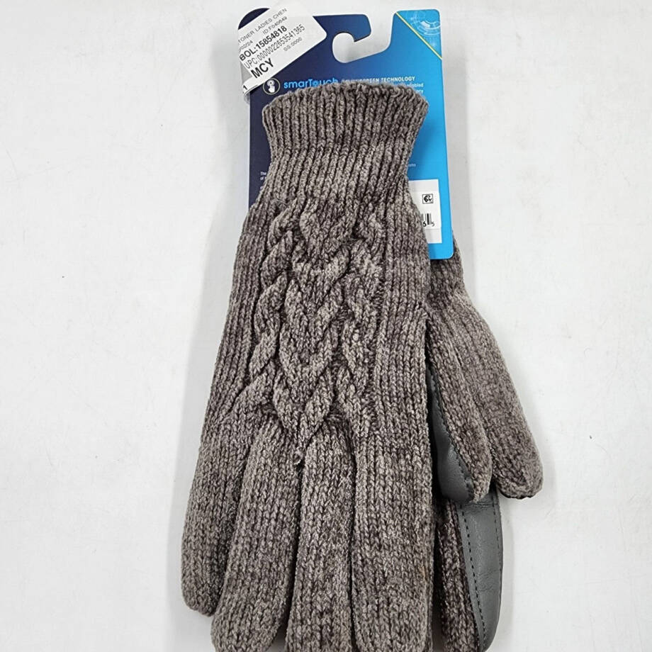 Isotoner Signature SmarTouch Chenille Gloves Women's One Size Chrome Slip On