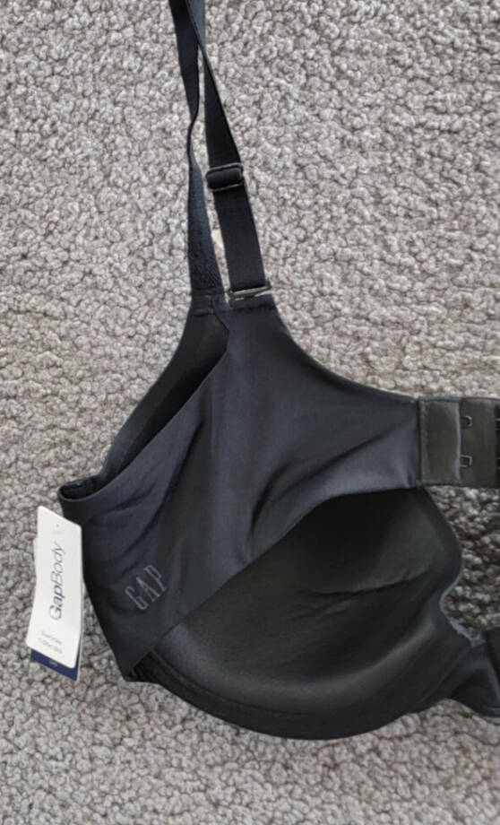 GAP GapBody Everyday Essentials T-Shirt Bra Women's 34D True Black Hook & Eye~