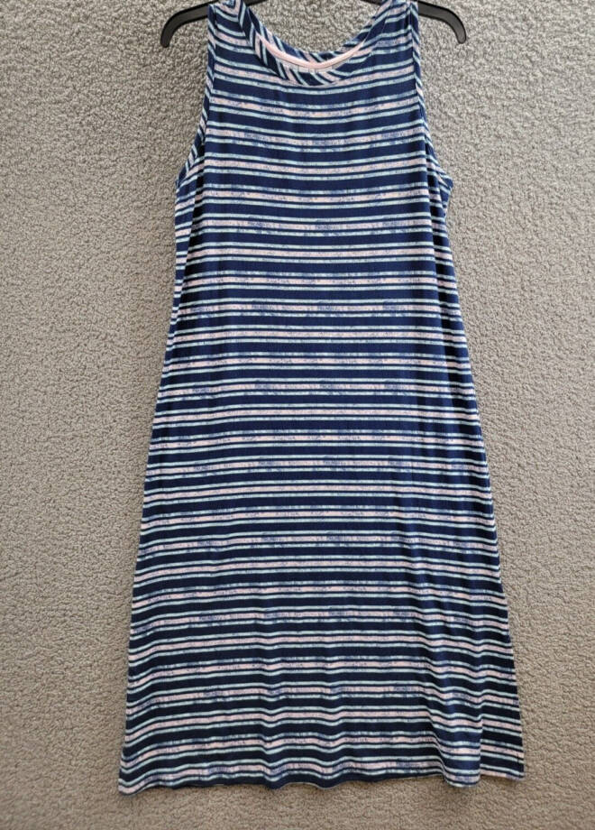 Roudelain Printed Striped Sleeveless Nightgown Women's M Quartz Multi Pullover