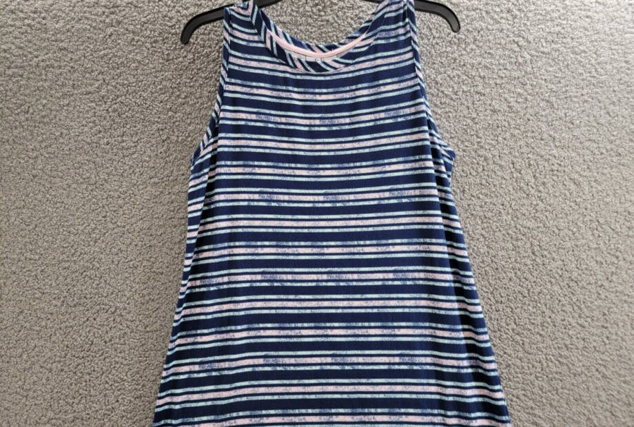 Roudelain Printed Striped Sleeveless Nightgown Women's M Quartz Multi Pullover