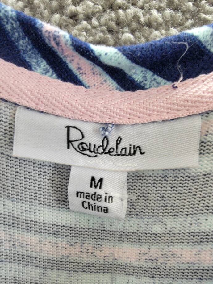 Roudelain Printed Striped Sleeveless Nightgown Women's M Quartz Multi Pullover