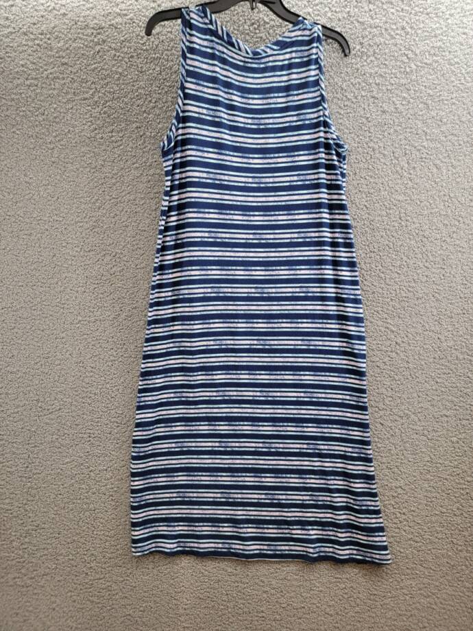 Roudelain Printed Striped Sleeveless Nightgown Women's M Quartz Multi Pullover