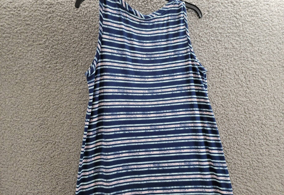 Roudelain Printed Striped Sleeveless Nightgown Women's M Quartz Multi Pullover