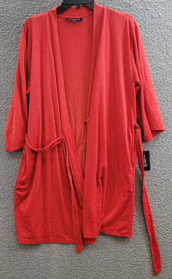 I.N.C. International Concepts Sparkle Robe Womens M Infrared Sparkl Elbow Sleeve