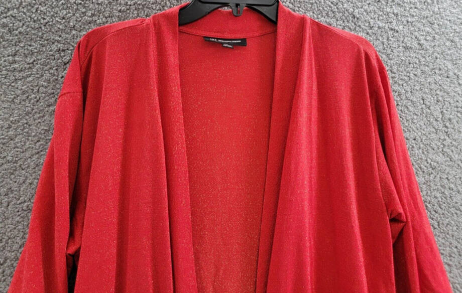 I.N.C. International Concepts Sparkle Robe Womens M Infrared Sparkl Elbow Sleeve