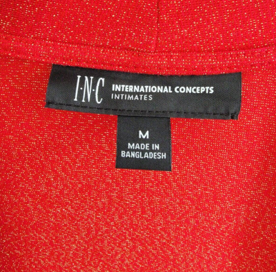 I.N.C. International Concepts Sparkle Robe Womens M Infrared Sparkl Elbow Sleeve