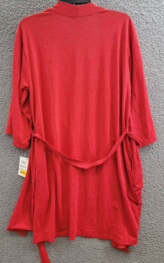 I.N.C. International Concepts Sparkle Robe Womens M Infrared Sparkl Elbow Sleeve