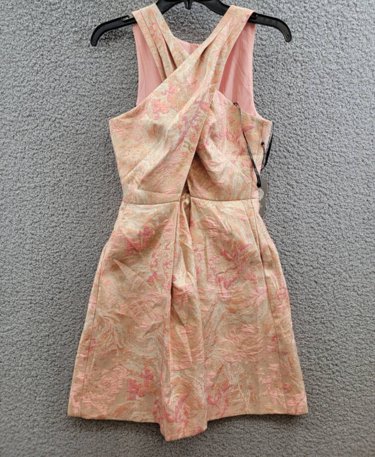 Vince Camuto Jacquard Fit & Flare Halter Dress Women's 4 Coral Sleeveless